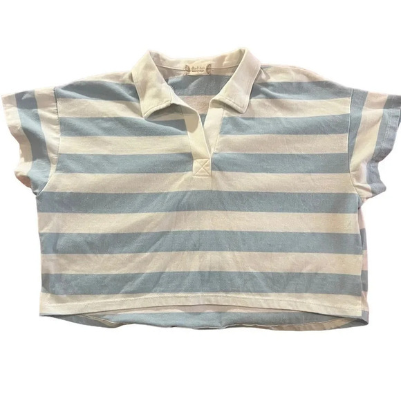 Altar'd State Blue/White Striped Cropped‎ Rugby Polo Size Medium - Picture 1 of 3